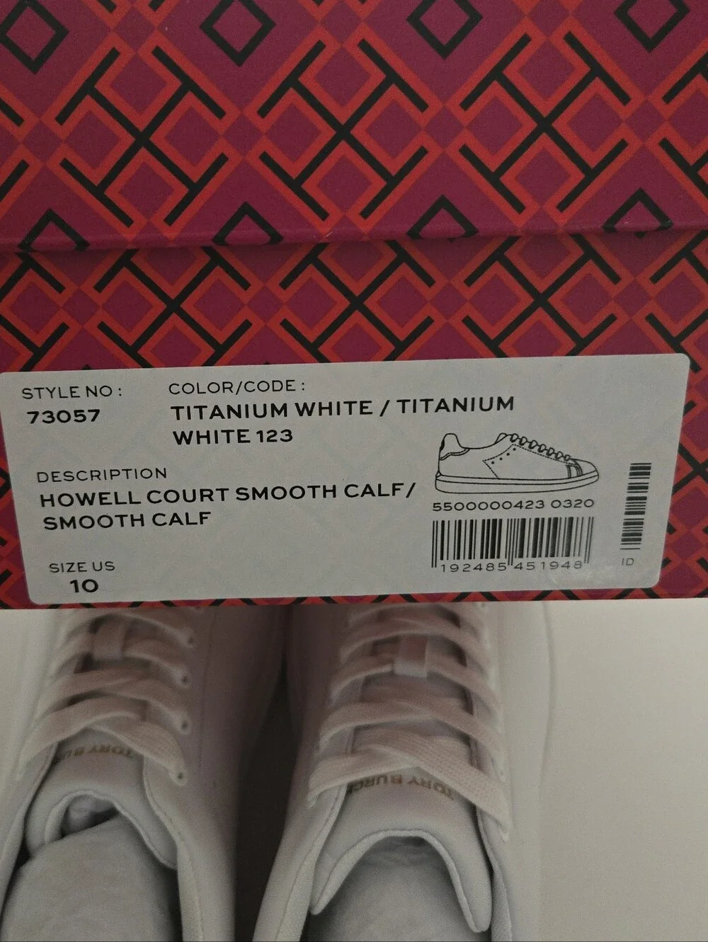 NWT Tory Burch Howell Court White Leather  Sneakers